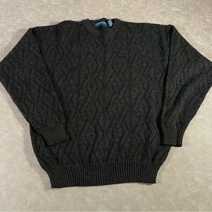 Claybrooke Acrylic Wool Blend‎ Diamond Pattern Brown Sweater Size XL